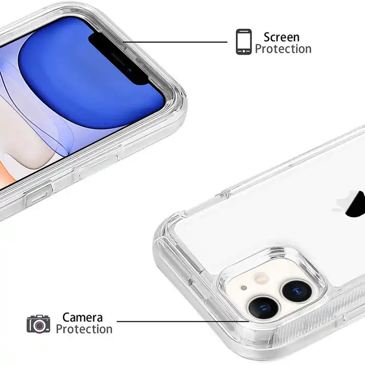 Wholesale Hard PC TPU 3 in 1 Heavy Duty Armor Full Shock Protection Clear Cell Phone Case for iPhone 15 14 13 Pro Max